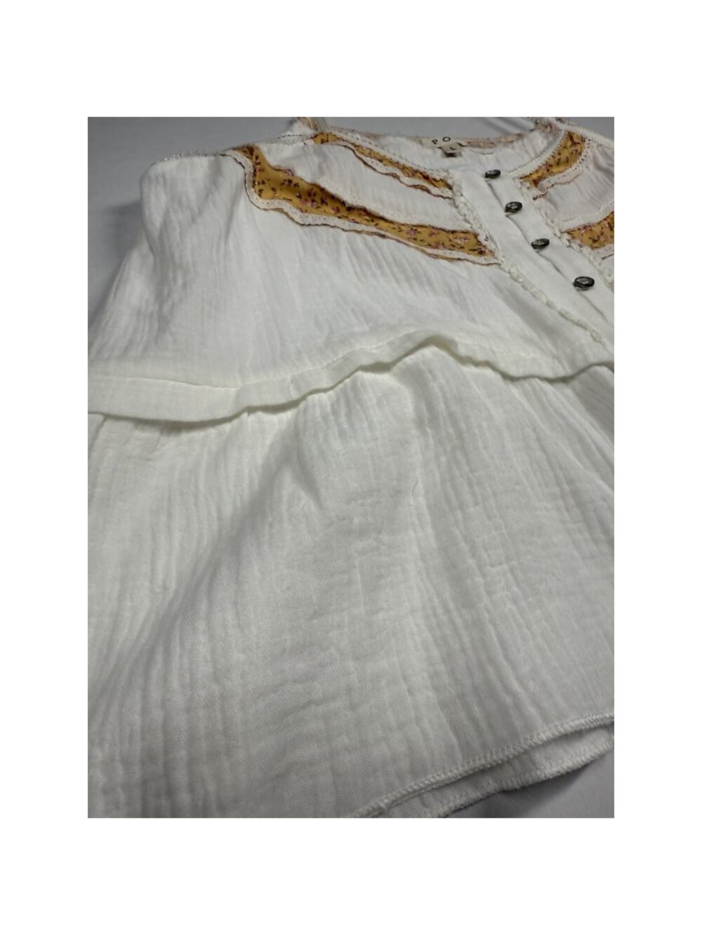 POL White Floral Lace Boho Spaghetti Strap Top L NWOT - Picture 6 of 8